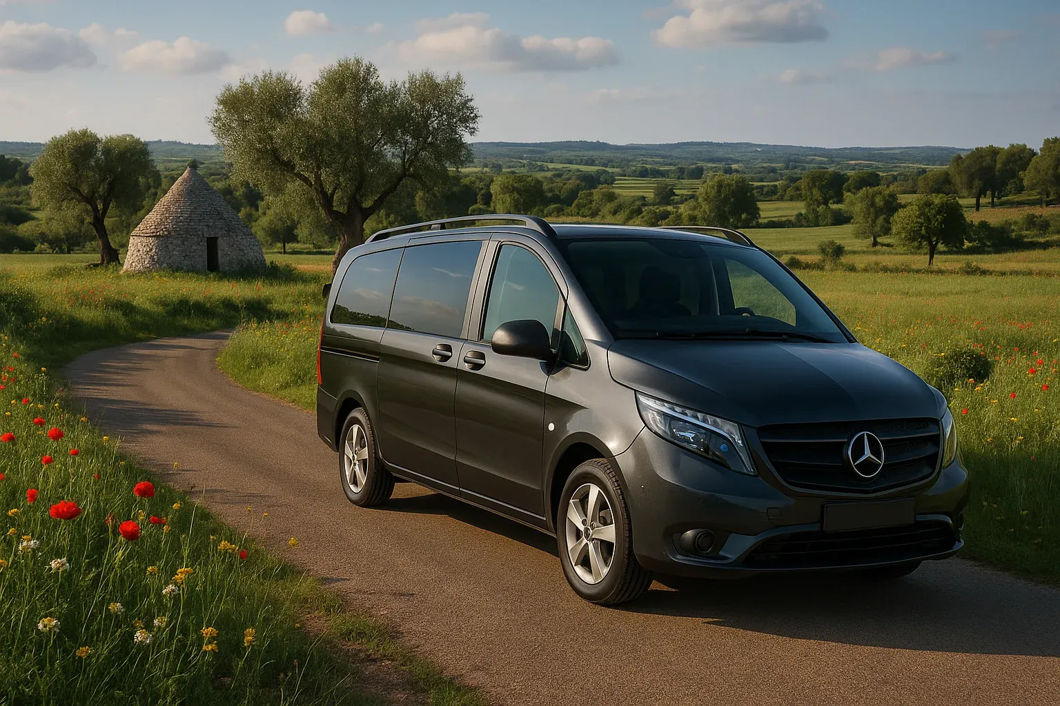 Transfer di lusso con Mercedes nel bellissimo paesaggio pugliese
